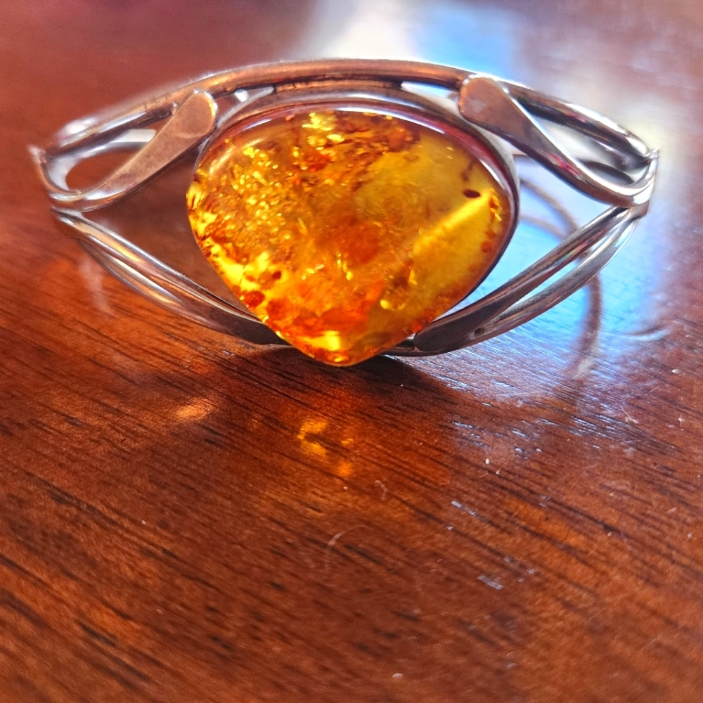 Genuine Amber/Sterling Cuff